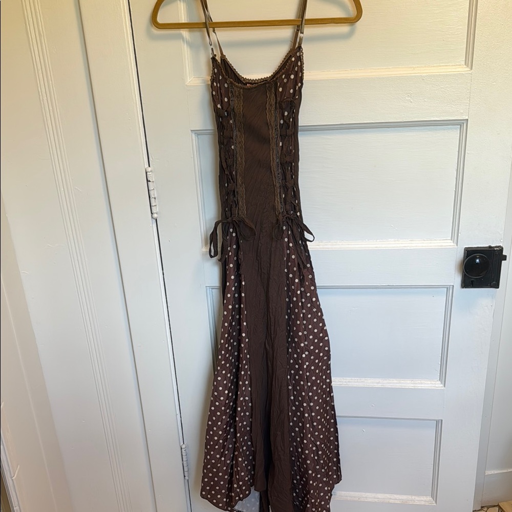 Vintage Silky Chiffon Lace Up Dress